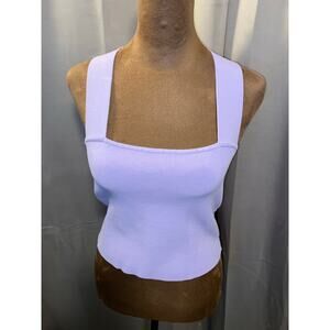 Express Lavender Ribbed Crop Tank Top Size L Stretchy EUC